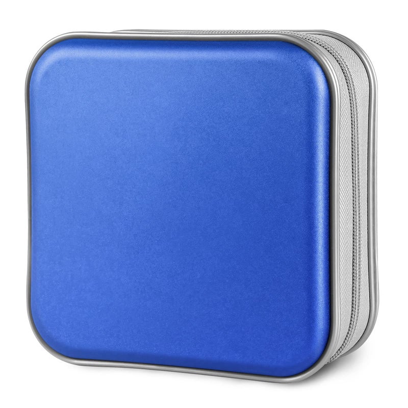 Siveit CD Case, 40 Capacity CD/DVD Case Holders Wallet Hard Plastic DVD Disc Cases Storage Binder for Car Home Office Travel (Blue) - Image 1